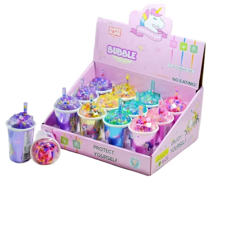 Nouveauté soufflant bulle drôle mastic slime enfants jouets multicolore mousse perles slime éducatif bricolage cristal boue gelée slime jouet