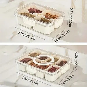Boîte de rangement transparente à compartiments avec couvercle, poignée et fermoir à pression pour fruits, légumes, collations, boîte de rangement de cuisine - Product Image 6