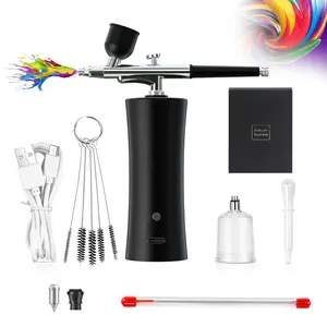 OEM/ODM Private Brand Airbrushing Auto Stop Dual Action Spray Gun Airbrush Kit With Compressor For Eyebrow Tattoo Nail Airbrush