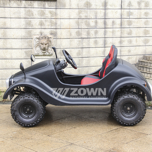 รถยนต์ไฟฟ้า ZOWN สไตล์วินเทจ สำหรับขับขี่ออฟโรด สีดำ เบาะสีแดง ดีไซน์เปิดประทุน - Product Image 1