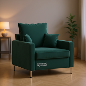 Poltrona Singola in Velluto Verde Scuro 100% Poliestere con Gambe in Metallo per Arredamento Soggiorno - Product Image 2