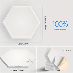 12 Pcs Pet Cảm Thấy Mật Độ Cao Hình Lục Giác <span class=keywords><strong>Acoustic</strong></span> Tấm Polyester Sợi Tấm Tường Cho Phòng Ghi Âm Văn Phòng Nhà - Product Image 4