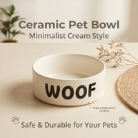 Gamelle en céramique crème 2000 ml 20 cm anti-acné, robuste, antidérapante, sans plomb, multicolore pour chats et chiens OEM
