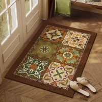 Tapis en PVC à motif floral vert, antidérapant, avec support en caoutchouc, durable, grattoir à chaussures, tapis de sol pour la maison, la porte d'entrée, le couloir