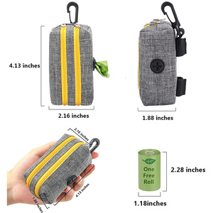 Dispensador de Bolsas para Desechos de Mascotas de Tela Oxford Personalizado con Clip de Mosquetón de Doble Cremallera y Bolsas Degradables para Almacenamiento de Excrementos de Perro - Product Image 6
