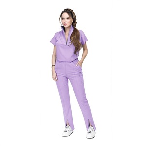 Unisex <b>Scrub</b> Suit Split Set Moisture Wicking Knitted Hospital Uniforms S XXL - Product Image 2