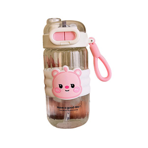 Cute Cartoon Glass Water <b>Bottle</b> With Strap Portable For Students And Girls 500Ml - Product Image 5