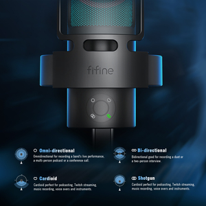 Microphone à condensateur USB <span class=keywords><strong>FIFINE</strong></span> AmpliGame <span class=keywords><strong>A8</strong></span> Plus, 4 directeurs polaires, micro de bureau RGB pour gaming avec prise casque - Product Image 4