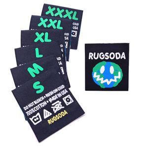 Étiquettes tissées personnalisées avec logo, taille du col, pli central, étiquette tissée pour vêtements - Product Image 2