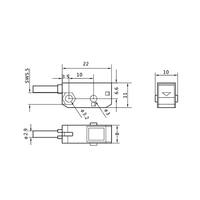 Capteur photoélectrique optique Sense PTJ-T150NO-I de type carré, haute vitesse 1 ms, 150 cm, NPN, à faisceau traversant, 24 V CC, protection IP64, 3 fils