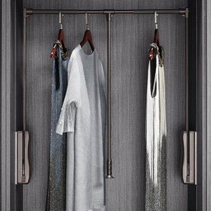 Pull Down <b>Clothes</b> Rack Extendable Wall Mounted Clothing Organizer For Walk In Closet <b>Storage</b> With Soft Close Mechanism - Product Image 1