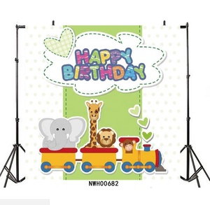 7x5ft Happy <span class=keywords><strong>Birthday</strong></span> Party Hintergrund Vinyl Niedliche Tier-Dschungel-Safari Cartoon-Zoo-Wald Dekoration Banner für Heim-Fotografie - Product Image 3
