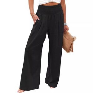 Pantalons de jogging amples à taille élastique décontractés pour femmes <span class=keywords><strong>en</strong></span> coton et <span class=keywords><strong>lin</strong></span> de grande taille pour l'automne - Product Image 1