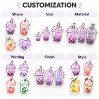 Autocollants en PVC personnalisés pour papeterie, impression couleur, découpe à la forme, autocollants brillants découpés à la forme pour Bubble Tea