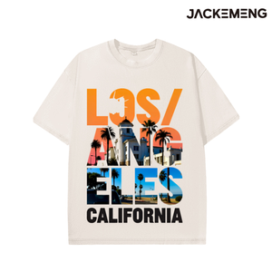 T-shirt Oversize in Cotone Lavato con Stampa '<span class=keywords><strong>Los</strong></span> <span class=keywords><strong>Angeles</strong></span> California' e <span class=keywords><strong>Foto</strong></span>, Stile Retrò Streetwear, Maglietta Casual, Magazzino USA - Product Image 3