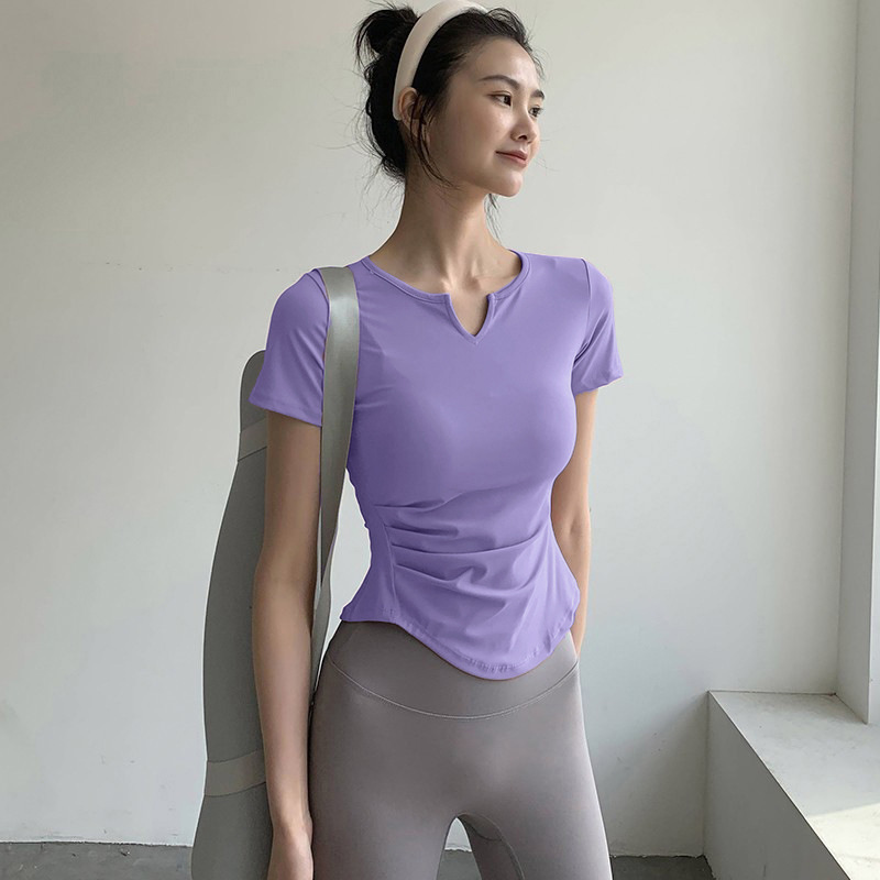 Premium Fitness Short Sleeve Top, High Elastic Slim Fit Yoga Shirt, Quick Dry Outdoor Running Sports Wear