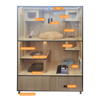 Intérieur multi-niveaux Maison de luxe pour chat Cage en bois pour animaux de compagnie Meubles Nid de chat Arbre Maison Chat Villa