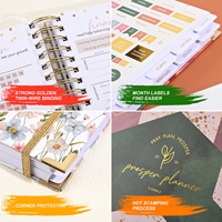 Agenda quotidien spirale A5 personnalisé avec logo doré, agenda chrétien de luxe avec fermeture élastique 2027