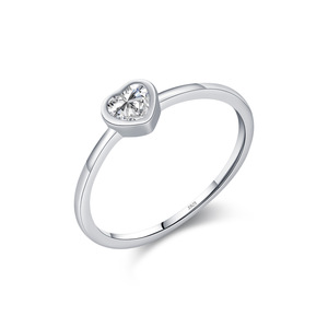 Heart Cut <b>Crystal</b> Engagement <b>Ring</b> 925 Silver Bezel Setting Women's Romantic Dainty Heart Shaped Zircon Promise Style - Product Image 1