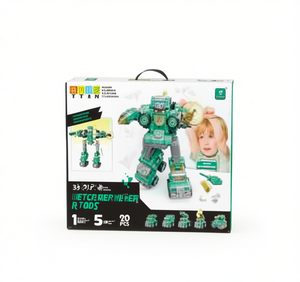 Jouet robot Titan Metamorphosis 5 en 1, kit de construction en plastique de 20 pièces pour enfants de 4 à 6 ans, jouet éducatif de science et d'ingénierie - Product Image 1