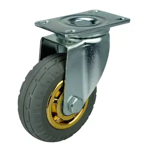 Caster Trolley Wheel 75mm 3 4 5 6 8 Inch Grey Elastic Rubber Swivel Casters Top Plate 3 Inch Rubber Wheel Trolley Wheels