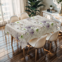 Nappe carrée en PVC violet RNPT avec motif marguerite en relief, nappe de protection en PVC avec dentelle, couverture en plastique pour les fêtes et les vacances