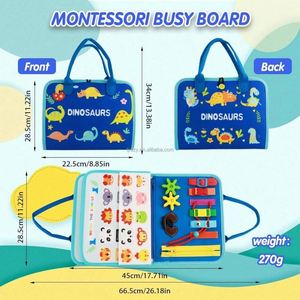 แผ่นกิจกรรมสัตว์ไดโนเสาร์ 8 in 1 ของเล่นมอนเตสซอรี่สำหรับเด็กเล็ก หนังสือสักหลาดเงียบๆ หนังสือกิจกรรมสักหลาด - Product Image 3