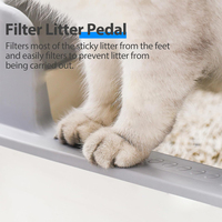 Bac à litière pour chat en acier inoxydable avec couvercle de nettoyage facile Boîtier anti-fuite avec pelle pour animaux de compagnie