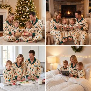 Pijamas Navideños Familiares Personalizados, Pijamas a Juego con Estampado Personalizado, Ropa de Algodón para Niños y Bebés, Ropa Familiar Navideña - Product Image 2