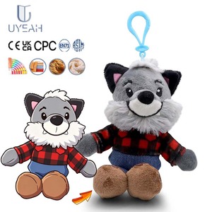 UYEAH OEM/ODM Llavero de Peluche de Lobo Gris Personalizado con Diseño de Logotipo Personalizado para Todas las Edades - Product Image 1