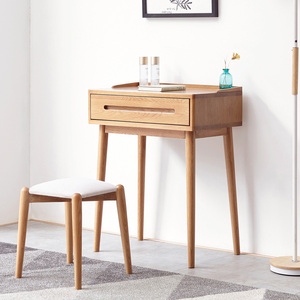 Solid <b>Wood</b> Makeup Desk With Drawer 60Cm Width Minimalist <b>Dressing</b> <b>Table</b> For Bedroom Vanity Storage Organizer - Product Image 1
