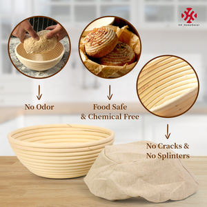 XH – panier rond en rotin d'indonie de 9 pouces, bol en forme de brot, pâte à levain, pain artisanal, banneton, ensembles pour boulangers - Product Image 6