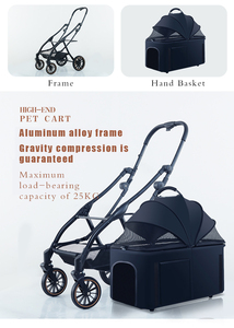 जर्मन फ़ंक्शन फोल्डेबल चलने वाली ट्रॉली वाहक पोर्टेबल 4 पहियों एल्यूमीनियम मिश्र धातु एक क्लिक फोल्ड पालतू रोलर - Product Image 4