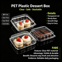 Boîte à gâteau carrée transparente en PET, emballage alimentaire jetable pour desserts et pâtisseries, vente en gros