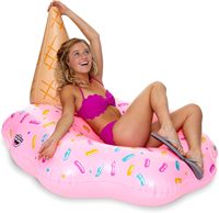 Bouée de piscine gonflable en vinyle épais, motif crème glacée fondante, 4 pieds de large, capacité de 200 livres, avec kit de réparation