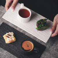 Services de table en céramique, assiettes japonaises rétro haut de gamme, motif rocheux exquis noir et blanc, assiette plate, tasse à café motif rocheux