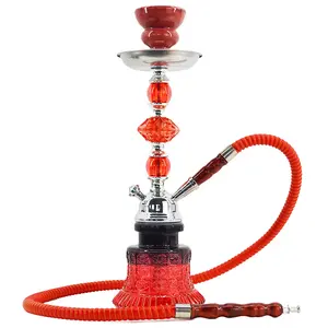 Vente en gros pas cher narguilé accessoires pour fumeurs arabie saoudite coloré narguilé double tuyaux rouge petit verre shisha narguilé