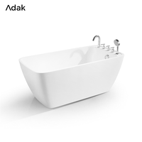 Baignoire autoportante rectangulaire en acrylique Adak WB-8035 avec drain, portable, écologique, garantie 5 ans, nettoyage facile, profonde