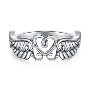 Anello Vintage a Forma di Cuore con Ali d'Angelo, Gioiello Creativo per Coppie, Regalo di San Valentino - Product Image 2