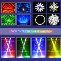 AICPOSE 500W LED CMY CTO BSW 3-en-1 Projecteur à tête mobile avec contrôle DMX512 pour scène 8 couleurs + blanc