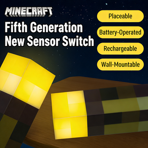 Lámpara de Antorcha Pixel de <span class=keywords><strong>Minecraft</strong></span>, 7 Colores Cambiantes y 3 Modos de Intensidad Regulable, Montaje en Pared y Soporte Independiente, Decoración para Dormitorio y Sala de Juegos para Niños - Product Image 3