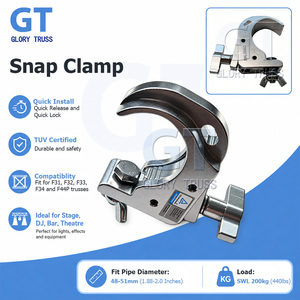 Abrazadera de Truss de Aluminio de Servicio Medio con Cierre Rápido, 48-51mm, SWL 200kg, Certificación TUV, Gancho de Perfil Bajo para Iluminación de Escenario - Product Image 1