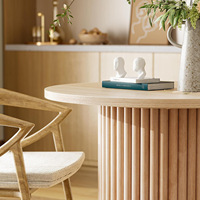 Ensemble table et chaises rondes en bois massif pour restaurant commercial, 4-8 places, style minimaliste italien, café, boutique