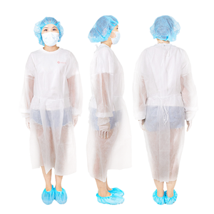 Hubei Haixin Semi Transparent Long Sleeve Coat Medical White Isolation Gown Disposable NonWoven Operatingd Doctor Robe Suppliers - Product Image 1