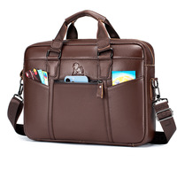 Porte-documents en cuir véritable tendance pour hommes, sac à main pour ordinateur portable de 15 pouces, sac de travail élégant et durable