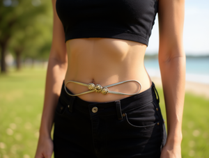 Catena Elastica in Lega d'Acciaio per Donna, Placcata in Oro con Design a Fiocco, Gioiello per il Corpo da Indossare Quotidianamente - Product Image 2