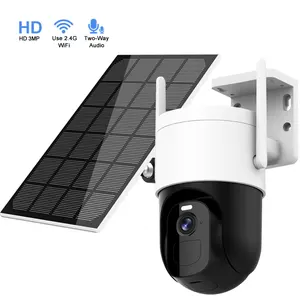 Hoge Kwaliteit Witte Zonne-Energie Wifi Beveiligingscamera Wifi Ptz Camera Outdoor Wifi Camera 360 Voor Deuropening