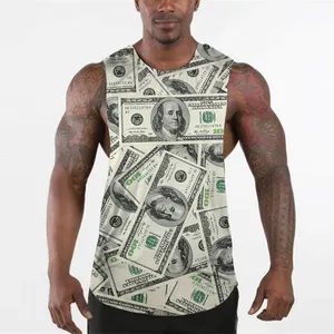 Fashion Street Slim Fit tragen Herren bekleidung Dollar Grafiken 3D-Druck Tank Top für Männer Sport Gym schnell trocknen Ausschnitt Design