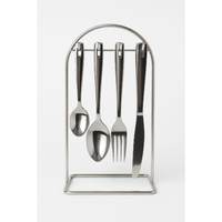 Ensemble de couverts de luxe en acier inoxydable avec support – Organisateur moderne pour cuillères, fourchettes et couteaux – Support de rangement haut de gamme pour cuisine et salle à manger – Coffret cadeau