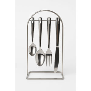 Ensemble de couverts suspendus en acier inoxydable durable de 24 pièces avec finition miroir, compatible lave-vaisselle et support de table - Product Image 2